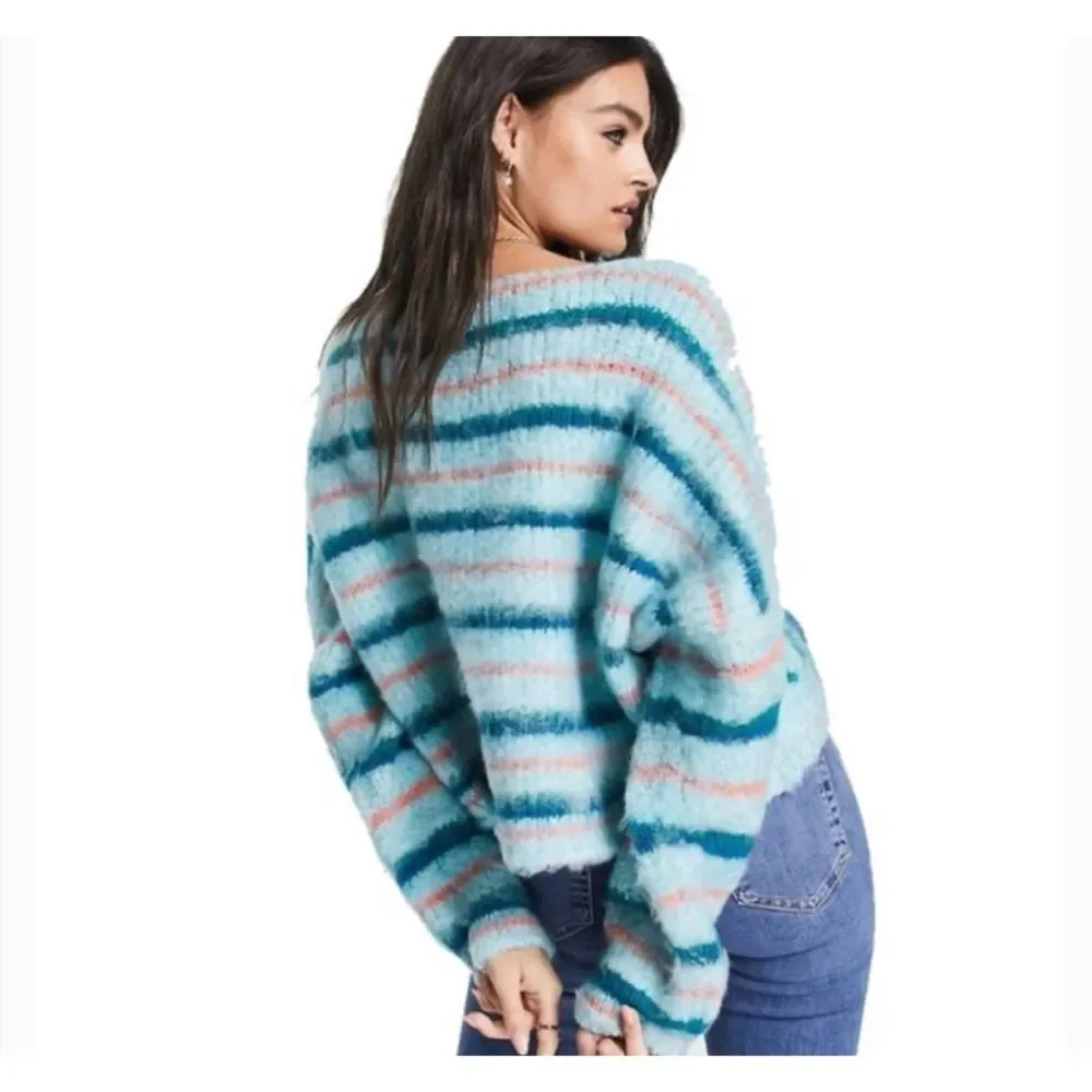 Free People Lily Pullover Sweater In Mosaic Sky Combo Size XS